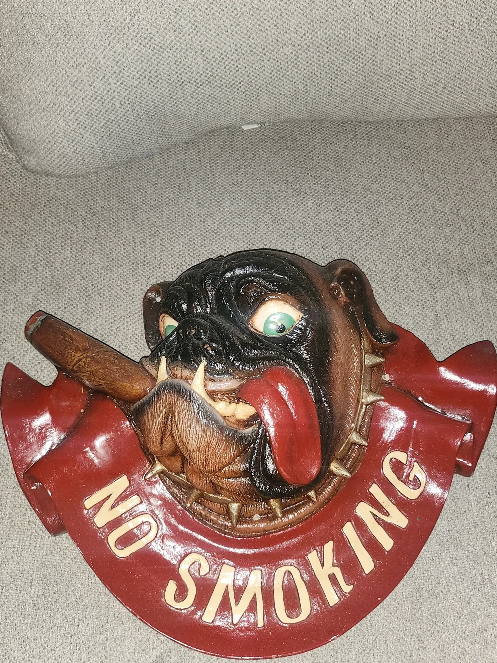No Brand Red Bulldog 'No Smoking' Wall Plaque - Decorative Pet-Themed Sign